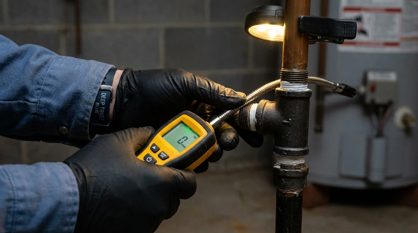 Gas leak detection with electronic sniffer by Johns Plumbing LLC in Water Mill