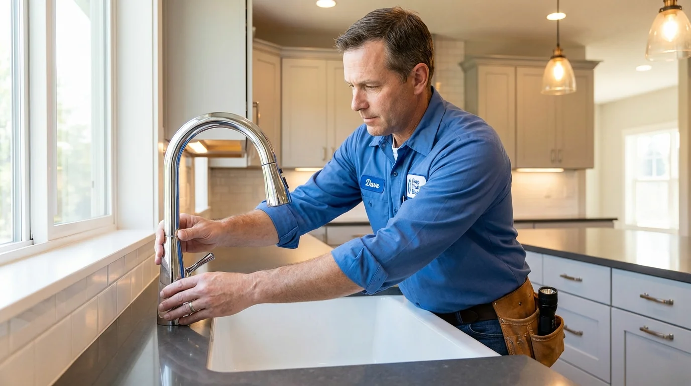 Kitchen faucet installation by Johns Plumbing LLC in Water Mill