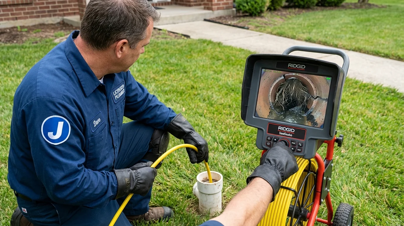 Sewer camera inspection being performed by Johns Plumbing LLC in Water Mill