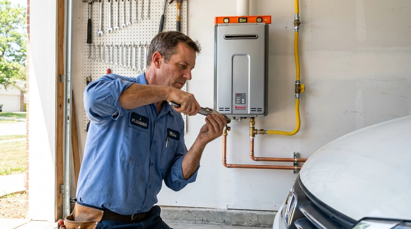 Tankless water heater installation by a Johns Plumbing LLC plumber in Water Mill